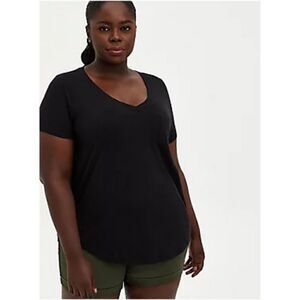 Torrid Shirt Womens 3X Black Short Sleeve Ladies V Neck Casual CLASSIC Ladies